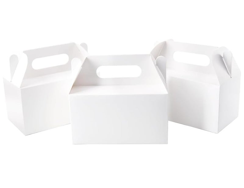 LOKQING 7x3.85x3.85 Inches Party Favor Boxes White Treat Boxes Gable Boxes Paper Gift Boxes for Baby Showers Birthday Party Wedding (25 Pack) - Image 1